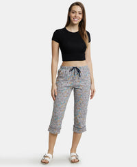 Super Combed Cotton Printed Elastane Slim Fit Capri with Ultrasoft Waistband - Quarry-4