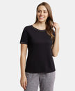 Micro Modal Cotton Relaxed Fit Round neck Half Sleeve T-Shirt - Black-1