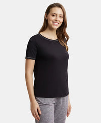 Micro Modal Cotton Relaxed Fit Round neck Half Sleeve T-Shirt - Black-2