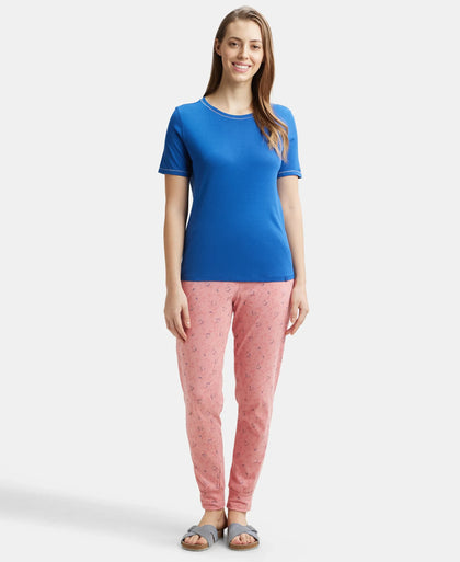 Micro Modal Cotton Relaxed Fit Round neck Half Sleeve T-Shirt - Blue Quartz-4