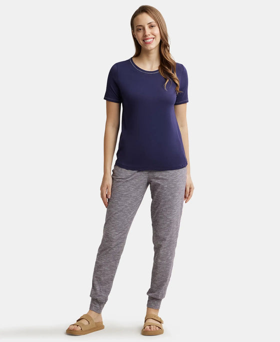 Micro Modal Cotton Relaxed Fit Round neck Half Sleeve T-Shirt - Classic Navy-4