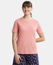 Micro Modal Cotton Relaxed Fit Round neck Half Sleeve T-Shirt - Peach Blossom-1