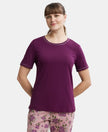 Micro Modal Cotton Relaxed Fit Round neck Half Sleeve T-Shirt - Purple Wine-1
