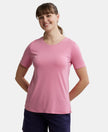 Micro Modal Cotton Relaxed Fit Round neck Half Sleeve T-Shirt - Wild Rose-1