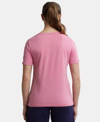 Micro Modal Cotton Relaxed Fit Round neck Half Sleeve T-Shirt - Wild Rose-3