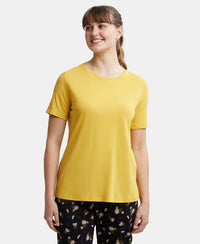 Micro Modal Cotton Relaxed Fit Round neck Half Sleeve T-Shirt - Yolk Yellow-1
