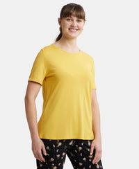 Micro Modal Cotton Relaxed Fit Round neck Half Sleeve T-Shirt - Yolk Yellow-2
