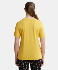 Micro Modal Cotton Relaxed Fit Round neck Half Sleeve T-Shirt - Yolk Yellow-3