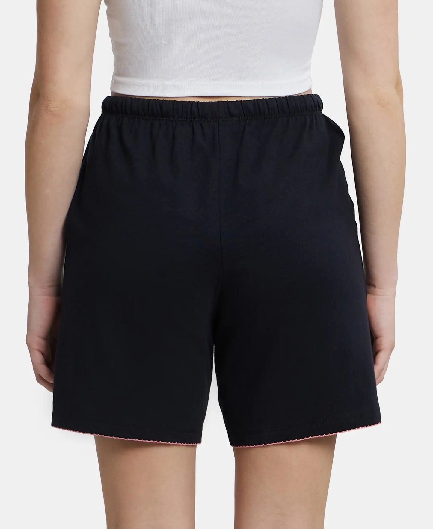 Super Combed Cotton Relaxed Fit Sleep Shorts with Convenient Side Pockets - Black-3