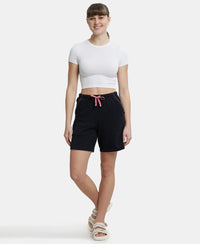 Super Combed Cotton Relaxed Fit Sleep Shorts with Convenient Side Pockets - Black-4