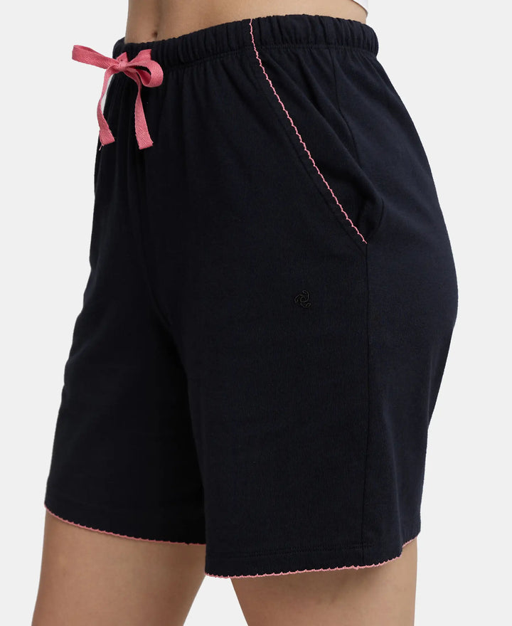 Super Combed Cotton Relaxed Fit Sleep Shorts with Convenient Side Pockets - Black-7