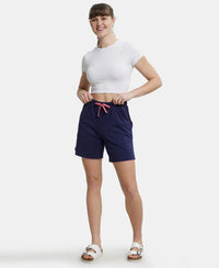 Super Combed Cotton Relaxed Fit Sleep Shorts with Convenient Side Pockets - Classic Navy-4