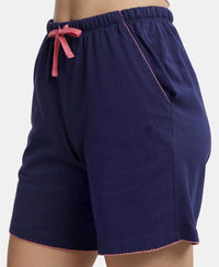 Super Combed Cotton Relaxed Fit Sleep Shorts with Convenient Side Pockets - Classic Navy-7