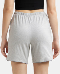 Super Combed Cotton Relaxed Fit Sleep Shorts with Convenient Side Pockets - Light Grey Melange-3