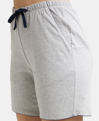 Super Combed Cotton Relaxed Fit Sleep Shorts with Convenient Side Pockets - Light Grey Melange-7