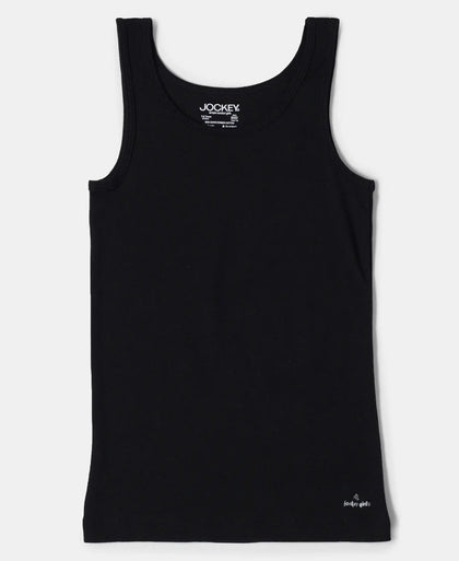 Super Combed Cotton Rib Solid Tank Top - Black-1