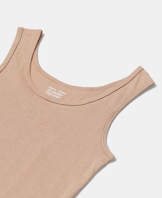 Super Combed Cotton Rib Solid Tank Top - Skin-3