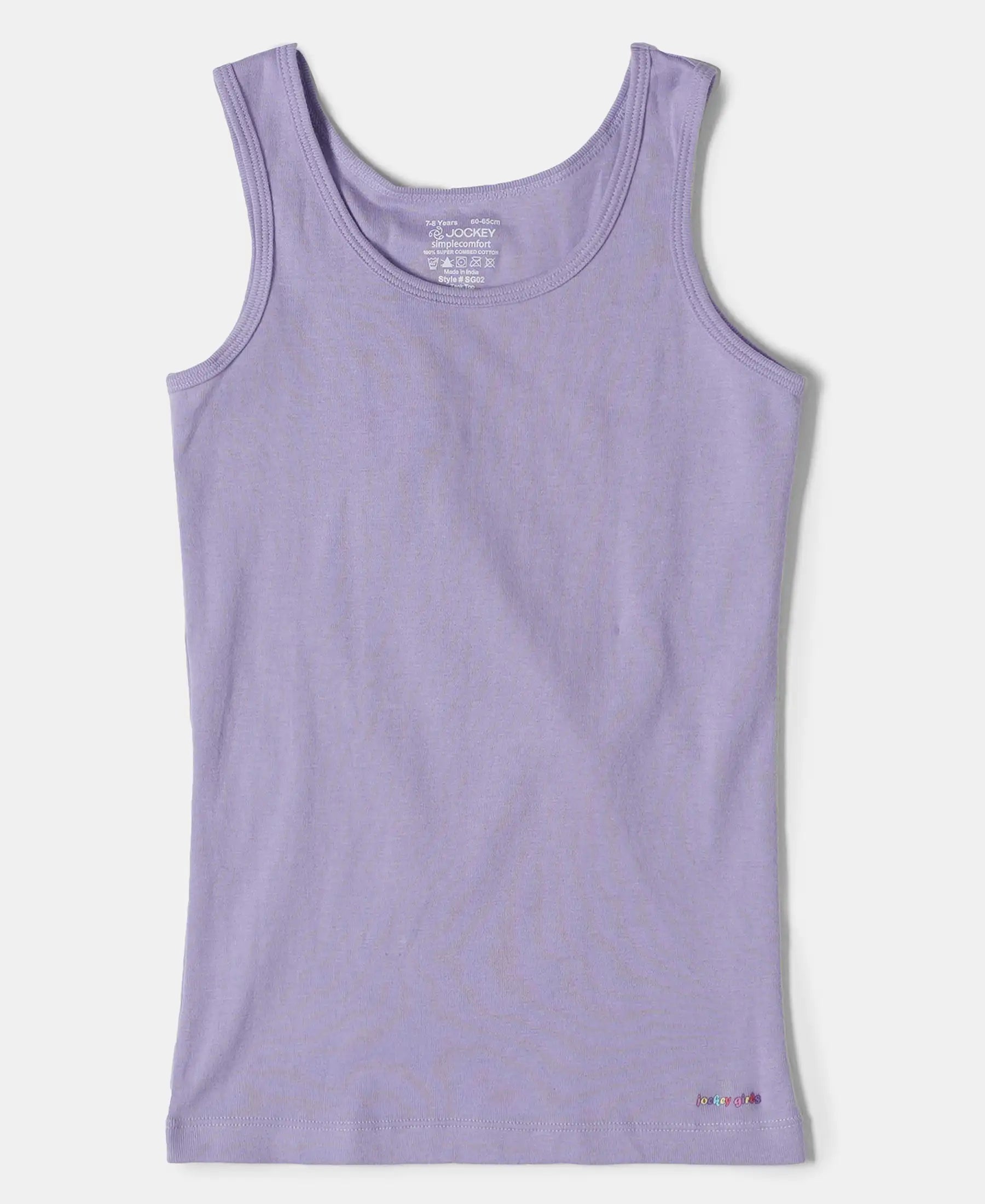 Buy Girl's Super Combed Cotton Rib Solid Inner Tank Top - Violet Tulip ...