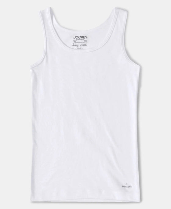 Super Combed Cotton Rib Solid Tank Top - White-1