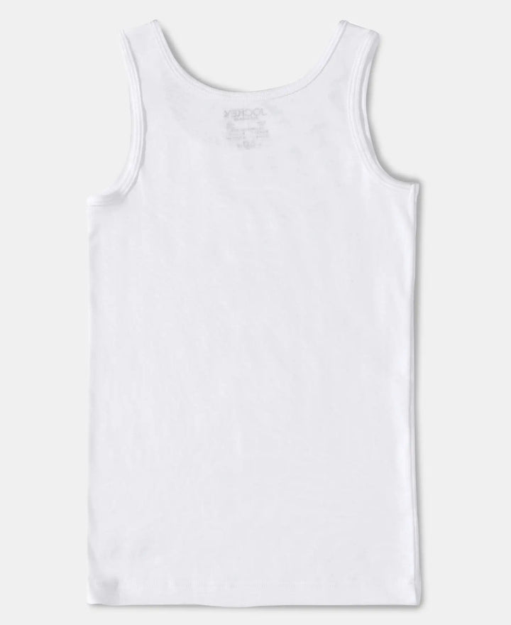 Super Combed Cotton Rib Solid Tank Top - White-2