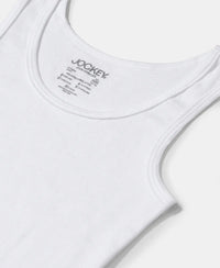 Super Combed Cotton Rib Solid Tank Top - White-3