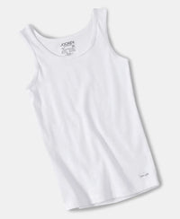 Super Combed Cotton Rib Solid Tank Top - White-4