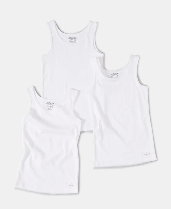 Super Combed Cotton Rib Solid Tank Top - White-1