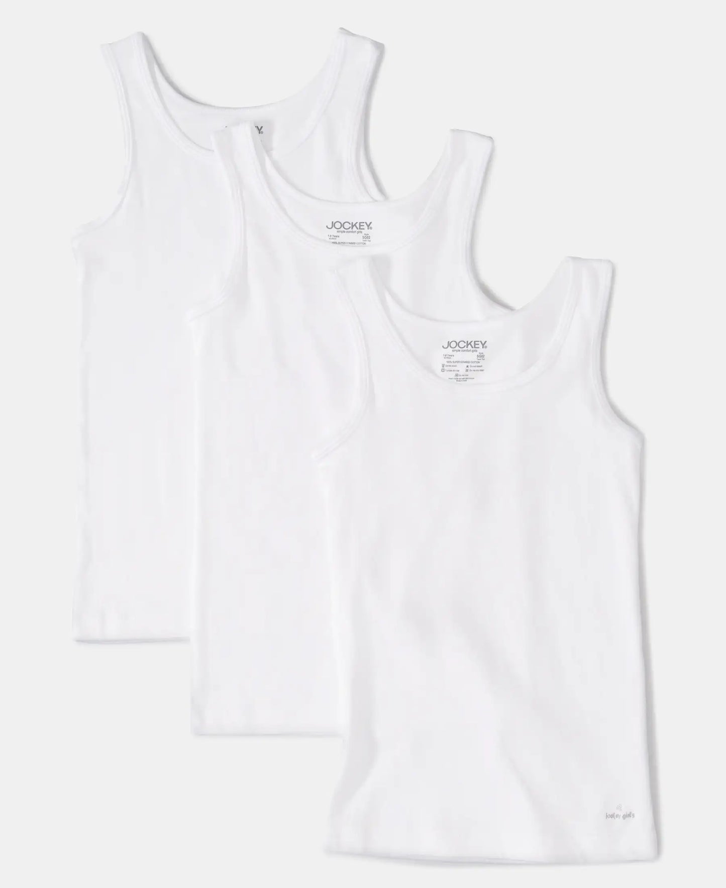 Super Combed Cotton Rib Solid Tank Top - White-2