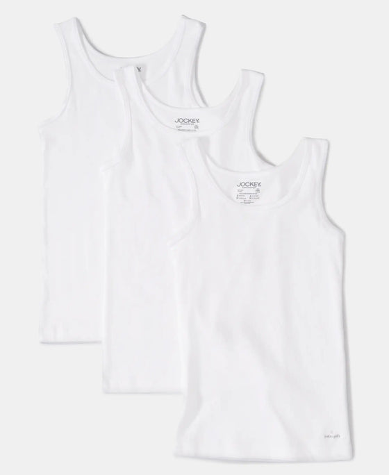 Super Combed Cotton Rib Solid Tank Top - White-2