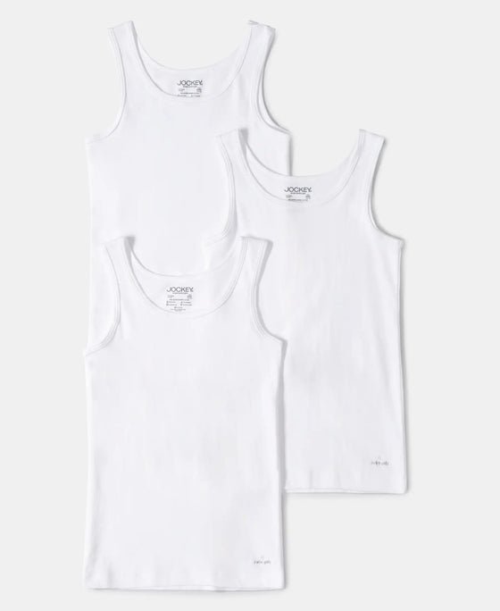 Super Combed Cotton Rib Solid Tank Top - White-5