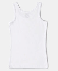 Girl's Super Combed Cotton Rib Solid Inner Tank Top - White (Pack of 3)