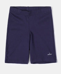 Girl's Super Combed Cotton Elastane Stretch Shorties with Ultrasoft Waistband - White(Pack of 2) - Classic Navy-1