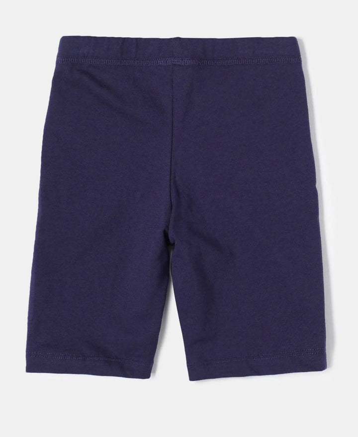 Girl's Super Combed Cotton Elastane Stretch Shorties with Ultrasoft Waistband - White(Pack of 2) - Classic Navy-2