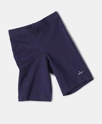 Girl's Super Combed Cotton Elastane Stretch Shorties with Ultrasoft Waistband - White(Pack of 2) - Classic Navy-4