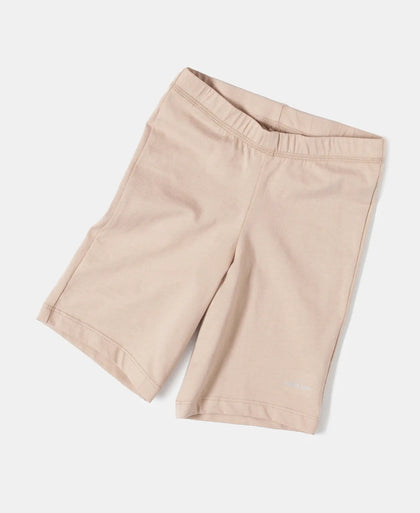 Girl's Super Combed Cotton Elastane Stretch Shorties with Ultrasoft Waistband - White(Pack of 2) - Skin-4
