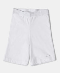 Girl's Super Combed Cotton Elastane Stretch Shorties with Ultrasoft Waistband - White(Pack of 2) - White-1