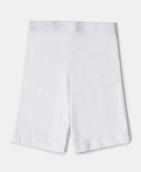 Girl's Super Combed Cotton Elastane Stretch Shorties with Ultrasoft Waistband - White(Pack of 2) - White-2