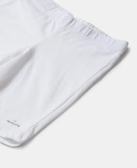 Girl's Super Combed Cotton Elastane Stretch Shorties with Ultrasoft Waistband - White(Pack of 2) - White-3