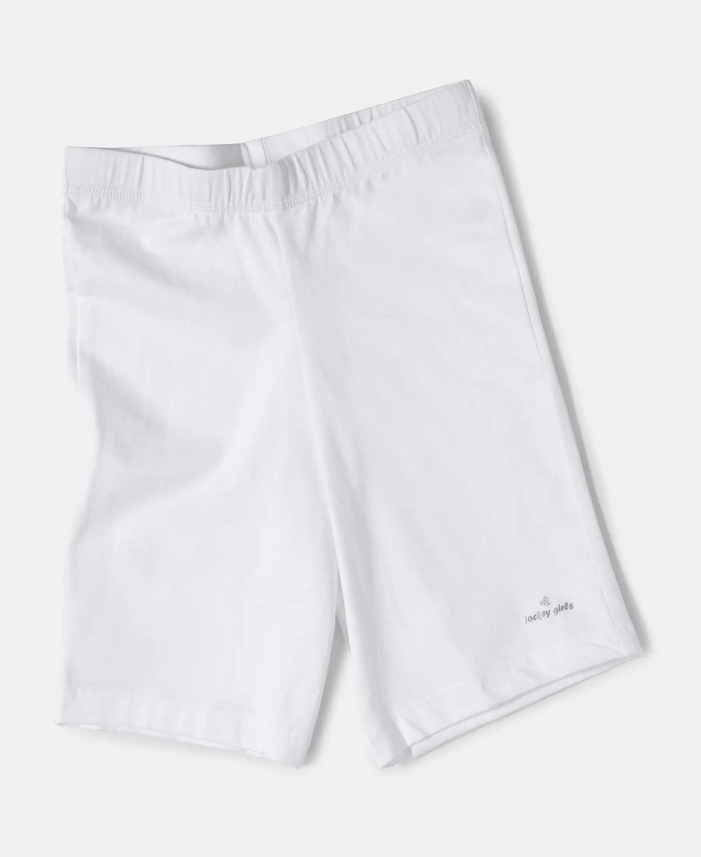 Girl's Super Combed Cotton Elastane Stretch Shorties with Ultrasoft Waistband - White(Pack of 2) - White-4