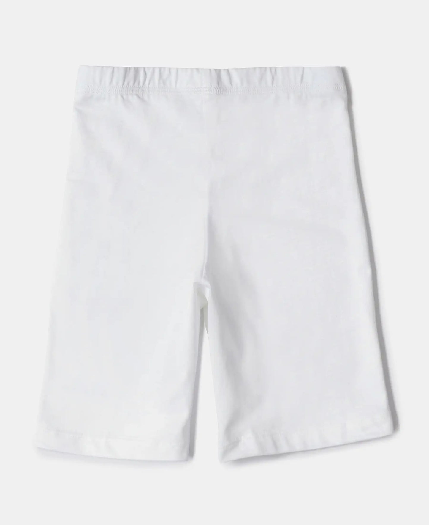 Girl's Super Combed Cotton Elastane Stretch Shorties with Ultrasoft Waistband - White(Pack of 2) - White-3