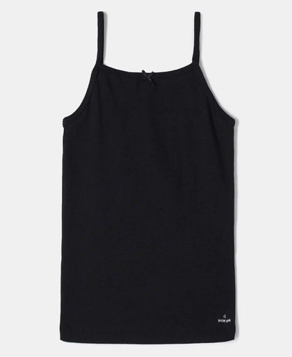 Super Combed Cotton Rib Fabric Camisole with Regular Straps - Black-1