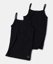 Super Combed Cotton Rib Fabric Camisole with Regular Straps - Black-1