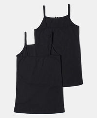 Super Combed Cotton Rib Fabric Camisole with Regular Straps - Black-4
