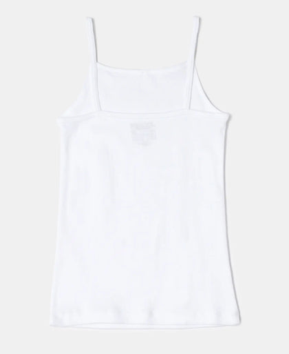 Super Combed Cotton Rib Fabric Camisole with Regular Straps - White-2