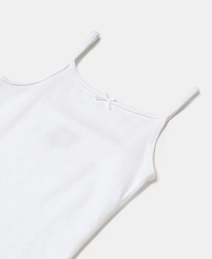 Super Combed Cotton Rib Fabric Camisole with Regular Straps - White-3