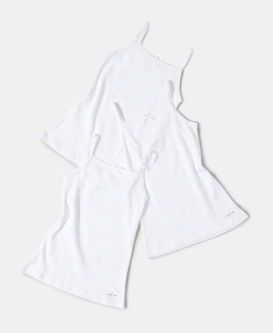 Super Combed Cotton Rib Fabric Camisole with Regular Straps - White-1