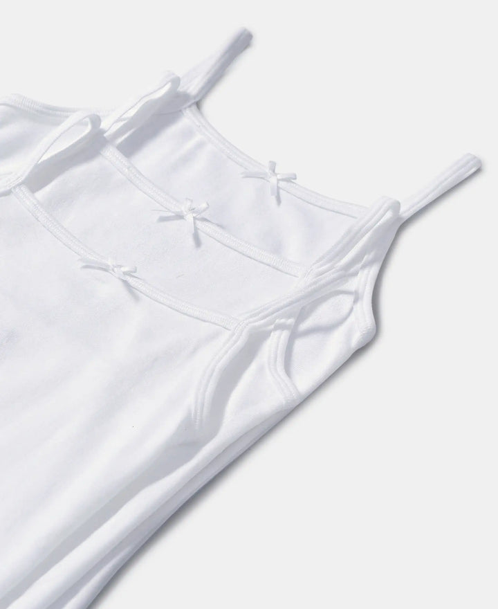 Super Combed Cotton Rib Fabric Camisole with Regular Straps - White-2