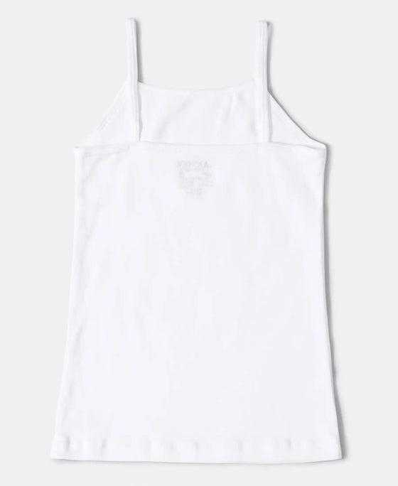 Super Combed Cotton Rib Fabric Camisole with Regular Straps - White-3