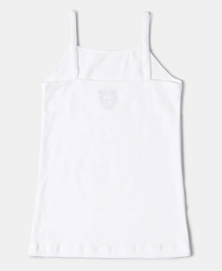 Super Combed Cotton Rib Fabric Camisole with Regular Straps - White-3