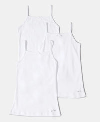 Super Combed Cotton Rib Fabric Camisole with Regular Straps - White (Pack of 3)
